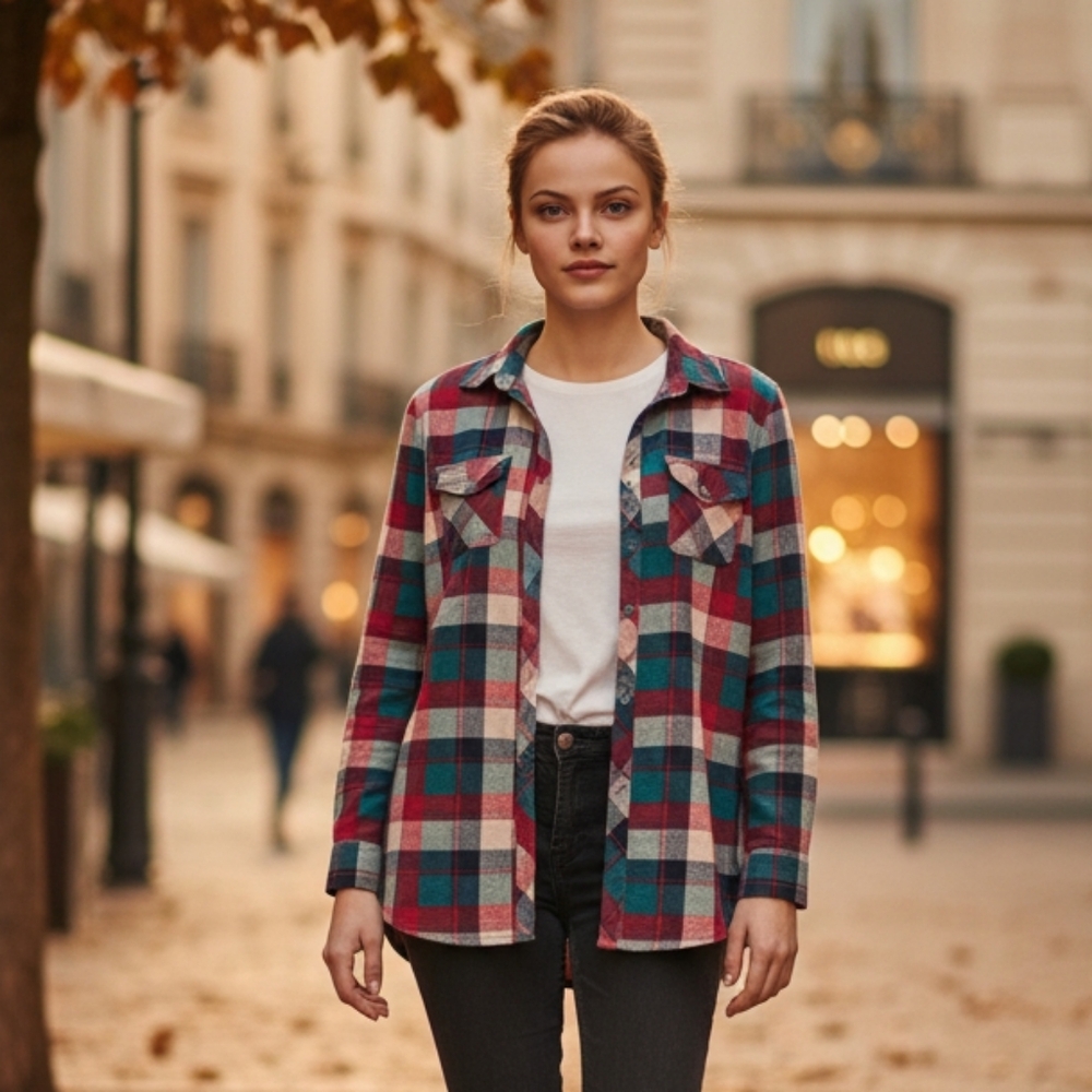 Plaid Button-Up Shirt